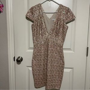 Dress the Population Glittering Sequin Mini Dress in Pink